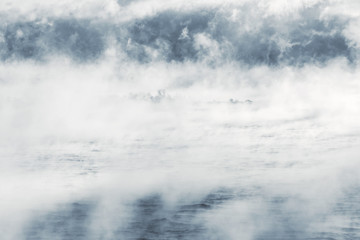 Island in a steamy water