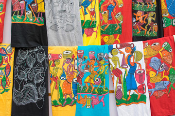 Hand painted colorful cloths, handicraft items, Kolkata