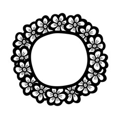 Flower cute frame. Beautiful wedding invitation. simple doodle card. Vector illustration.
