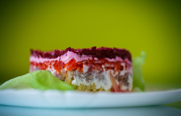 salad with herring and boiled vegetables
