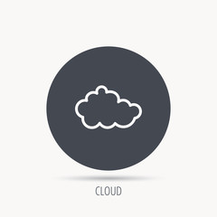 Cloud icon. Overcast weather sign. Meteorology symbol. Round web button with flat icon. Vector