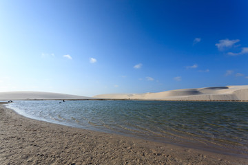 White sand dunes panorama from Lencois Maranhenses National Park
