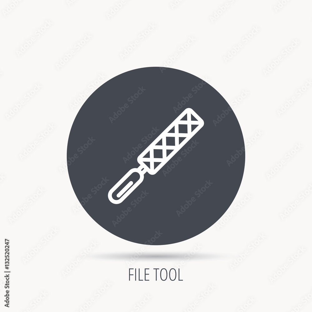 Poster file tool icon. carpenter equipment sign. round web button with flat icon. vector