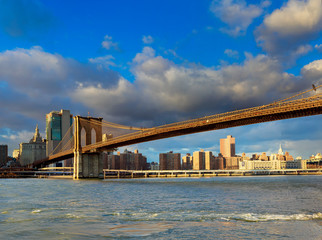 The Brooklyn Bridge and Manhattan Skyline from , New York.