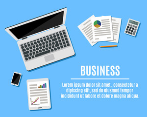 Top view of Workplace with Copy Space