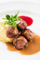 Homemade Swedish Meatballs and mashed potato