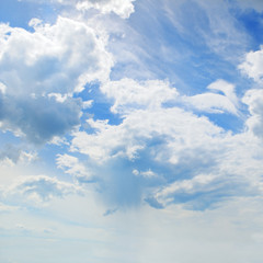 blue sky and white cumulus clouds