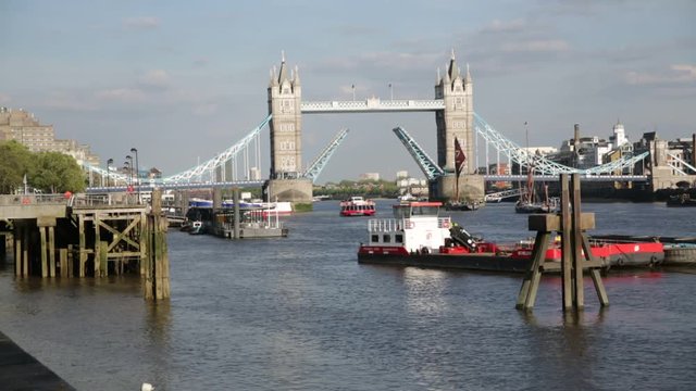Tower Bridge - opening in London, England