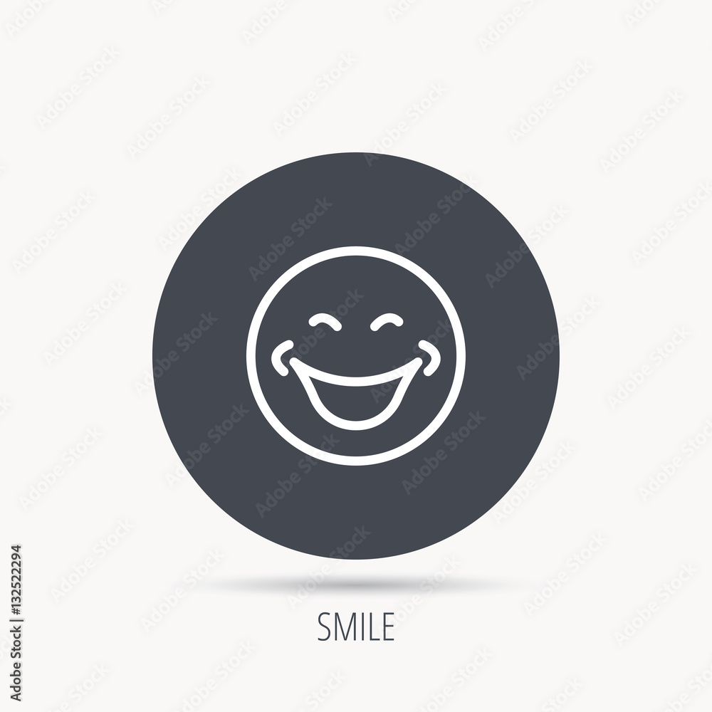 Poster smile icon. positive happy face sign. happiness and cheerful symbol. round web button with flat icon