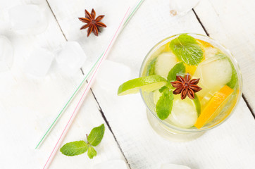 Lime and Orange Fruit Water with ice