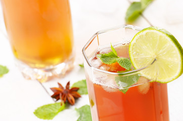 Lime and mint Fruit beer with ice