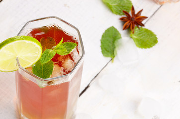 Lime and mint Fruit beer with ice