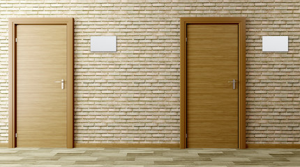 The Corridor in office building. 3D rendering