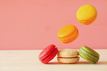 Image of falling colorful macaron