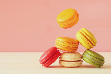Image of falling colorful macaron