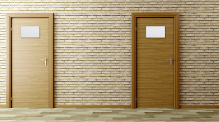 The Corridor in office building. 3D rendering