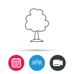 Tree icon. Forest wood sign. Nature environment symbol. Group of people, video cam and calendar icons. Vector