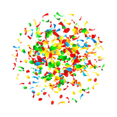 Confetti Falling Vector. Bright Explosion Isolated On White. Background For Birthday, Anniversary, Party, Holiday Decoration.