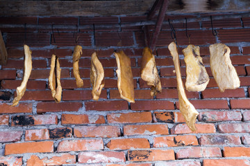 Bacon on air - traditional way of drying meat