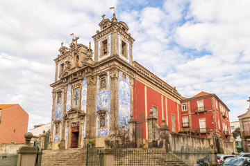 Fototapeta na wymiar Santa Clara church facade at Porto, Portugal