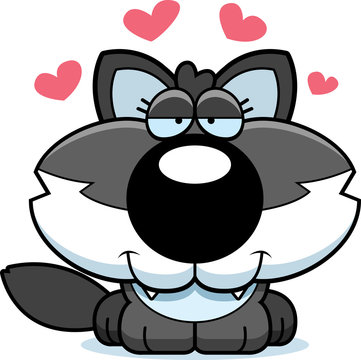 Cartoon Wolf Pup Love