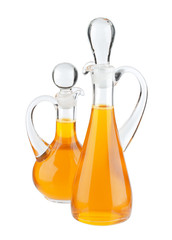 Vegetable oil glass bottle isolated on white background