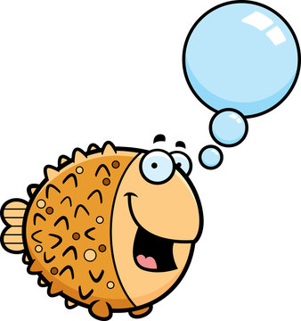 cartoon pufferfish thinking bubble clip art preview