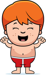 Excited Boy in Swimsuit