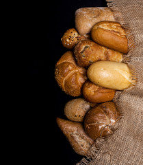 Assortment of baked goods on black table