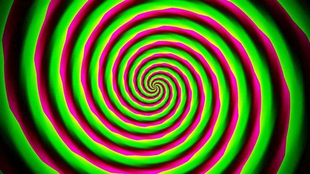 Animated abstract illustration of bright colorful spirals rotating on white background. Colorful animation, seamless loop.