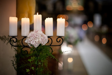 Beautiful church decorated for wedding ceremony
