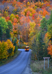 Montreal- Mont Tremblant road in a cold morning of autumn.