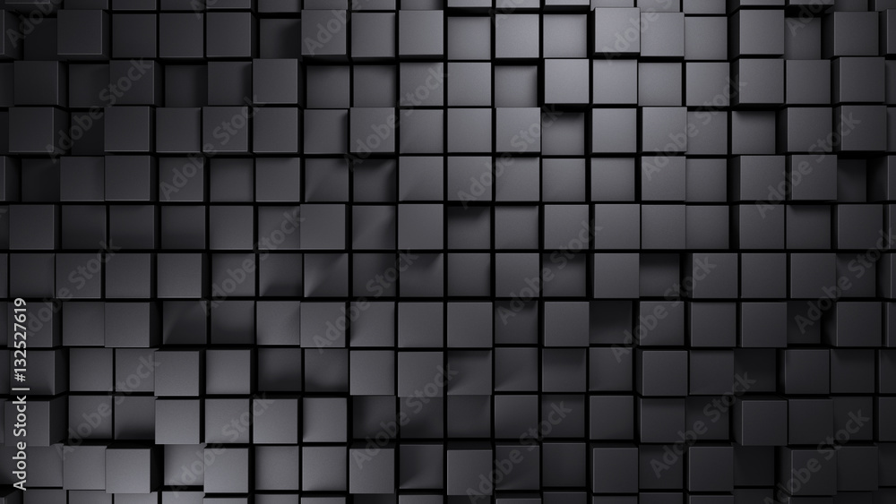 Wall mural metal structure made of displaced cubes background 3d render