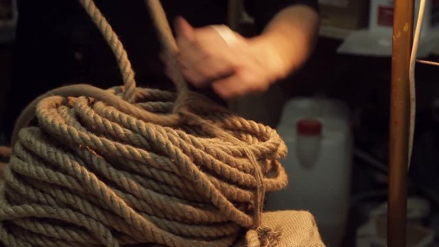 coil of rope on a table