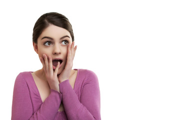 Fototapeta premium Surprised Woman Looking towards