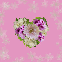 heart of flowers,pink greeting card
