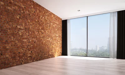 Fototapeten The interior design of loft red brick wall room © teeraphan