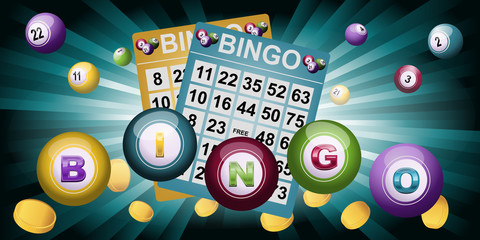 Bingo tickets and ball 