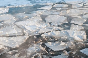 Frozen ice floe in the fumes
