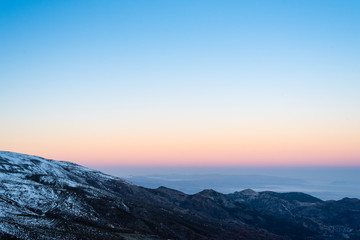 A view of the dawn from Sierra Nevada mountain, Granada, Spain