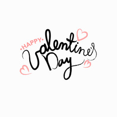  Valentines Day hand drawn lettering. Design card. Greeting card. Vector illustration