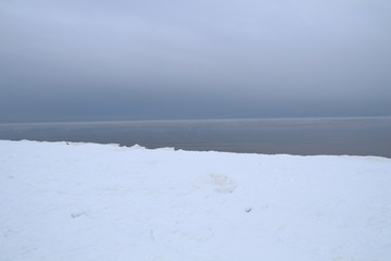 Fog Over Frozen Baltic Sea With Fuming. Sea smoke. This is locally restricted to places with large...