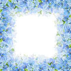 Fototapeta na wymiar Vector background frame with blue flowers.