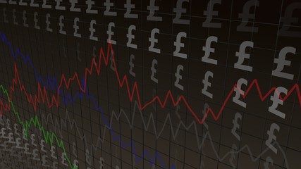 Dark Background with Dollars and Graphs, useful as Background for financial, business and other applications (3d rendering)
