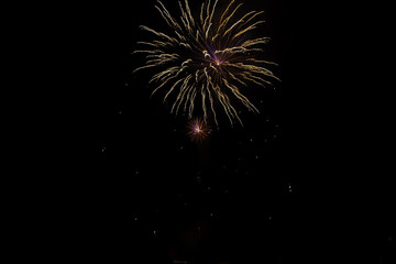 Obraz premium brightly fireworks red lights in the sky