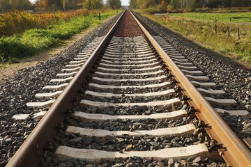 Railroad tracks in the direction west 