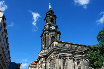 Fototapeta na wymiar Kreuzkirche - Church of the Holy Cross in Dresden Germany.