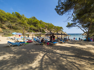 Fototapeta na wymiar Spanie, Balearen, Mallorca, Cala Falco, Cap de Falco, einsamer Strand