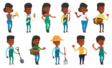 Set of agricultural illustrations with farmers.