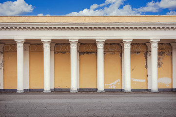 A part of building with the pillars.
